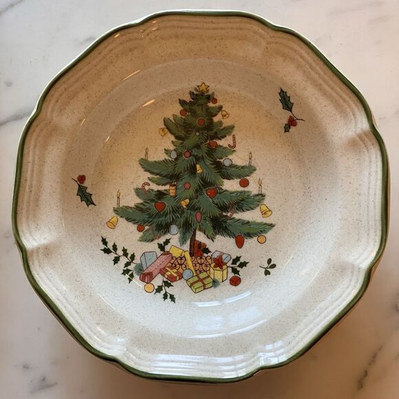 Vintage Mikasa Festive Season EB 451 Set Of 4 Cereal Soup Bowls 8” Jingle Bells - Picture 6 of 6